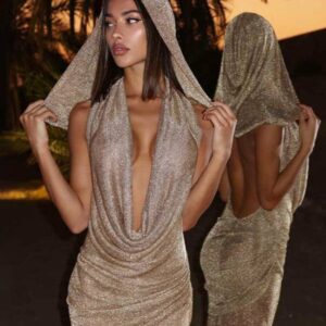 Robe longue paillette en transparence
