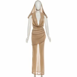 Robe longue paillette en transparence