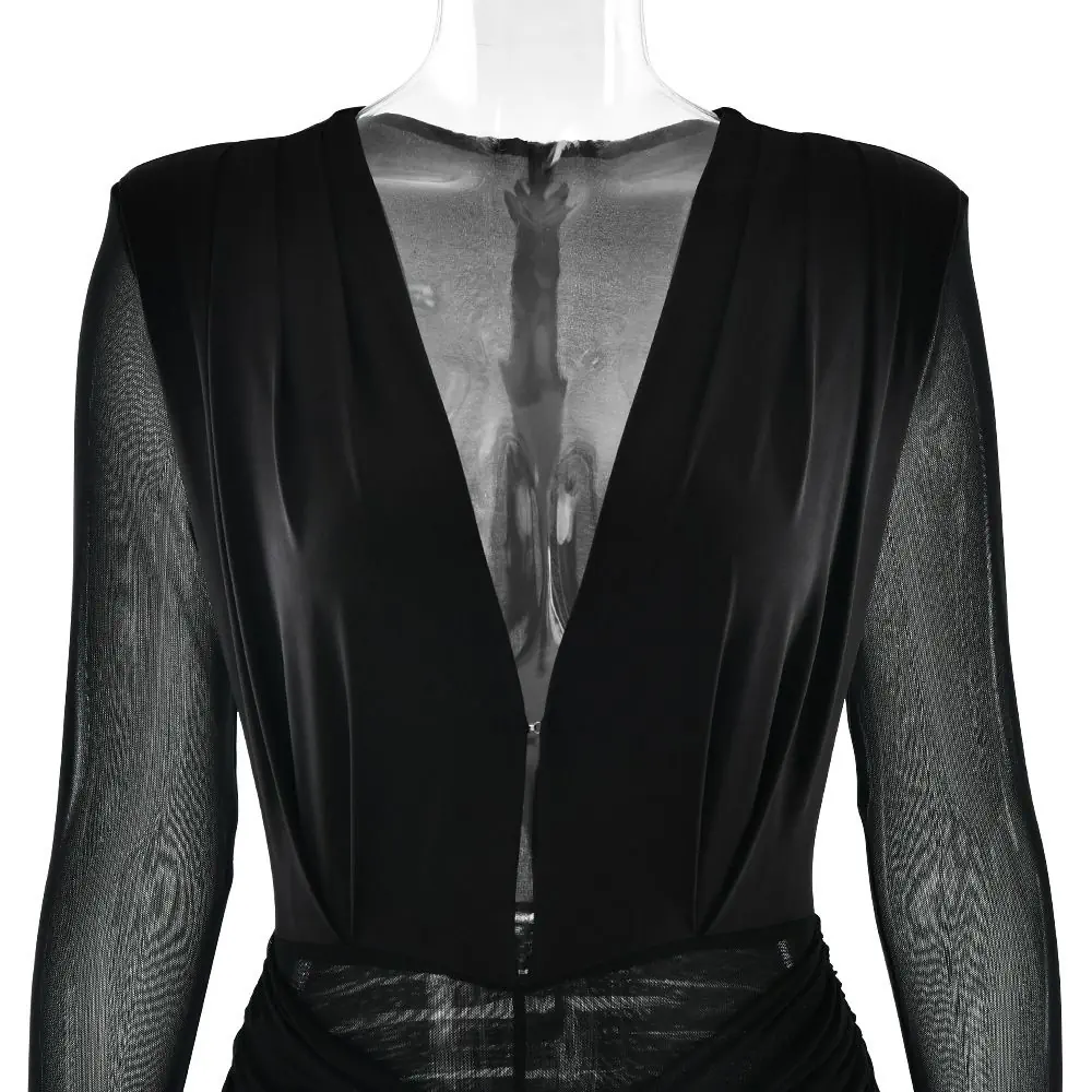 Combinaison noire transparente manches longues – Image 8