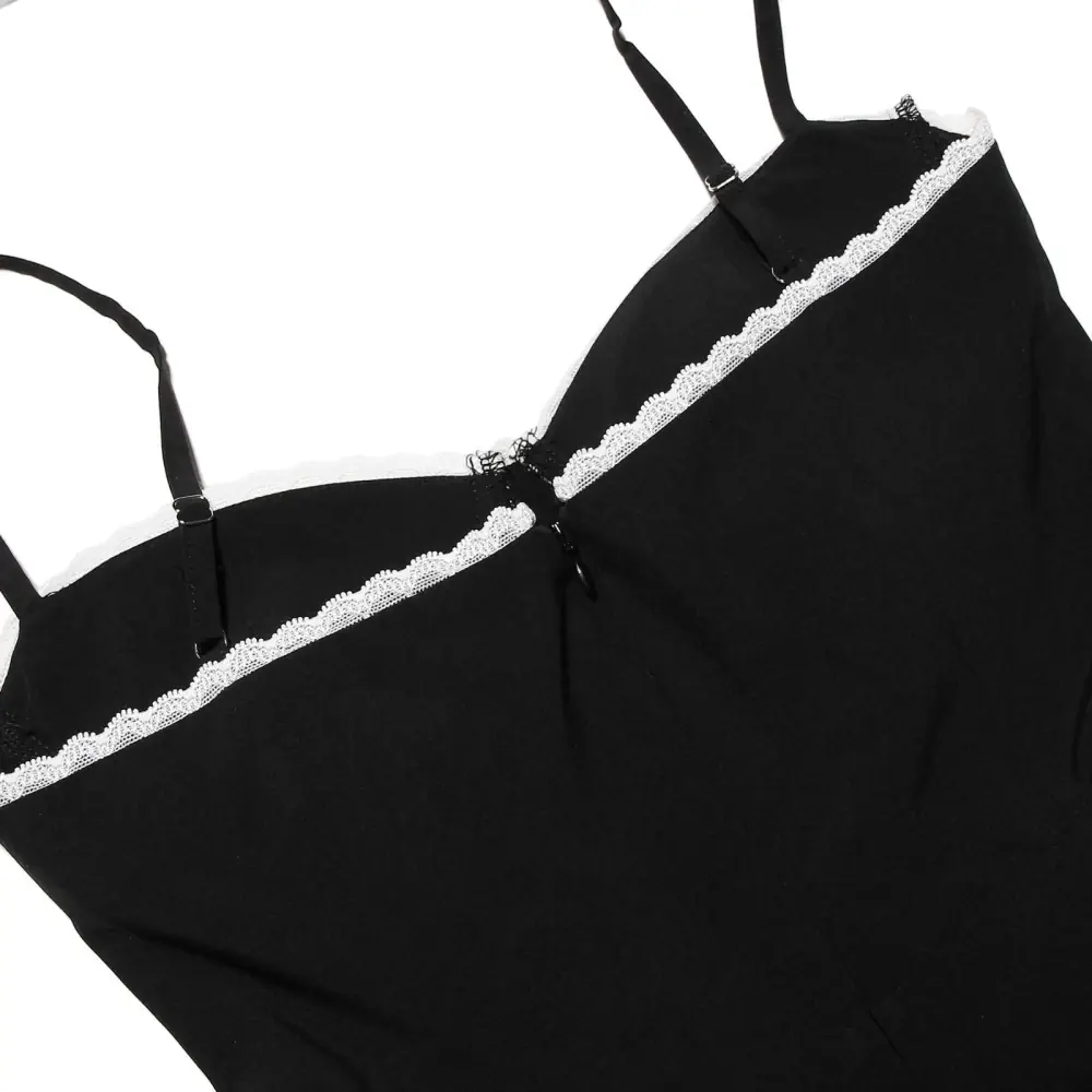 Robe courte noire bustier à bretelles fines – Image 7