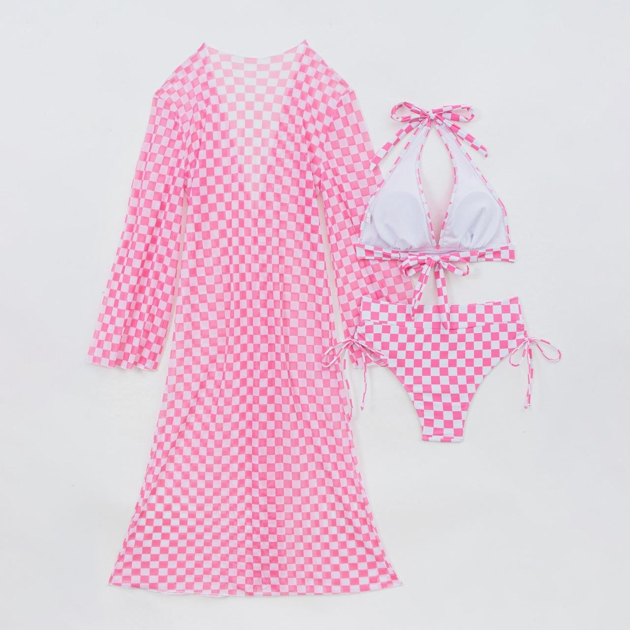 Ensemble maillots de bain 3 pcs rose et blanc – Image 7