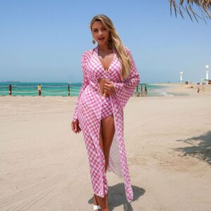 Ensemble maillots de bain 3 pcs rose et blanc