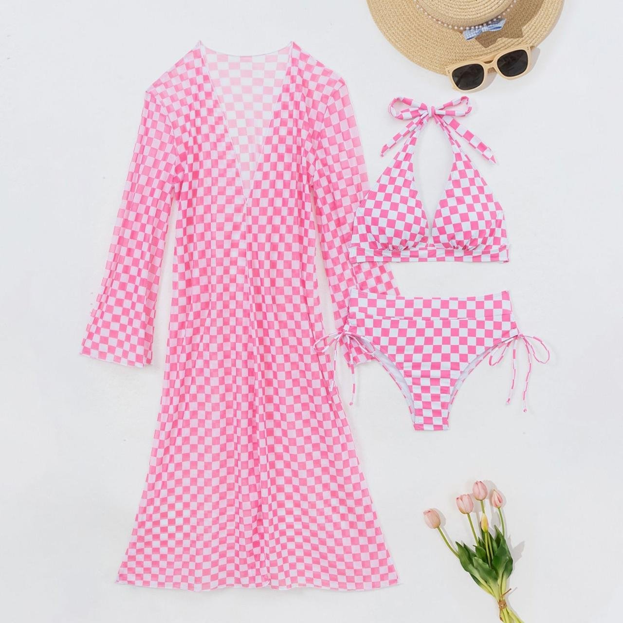 Ensemble maillots de bain 3 pcs rose et blanc – Image 6